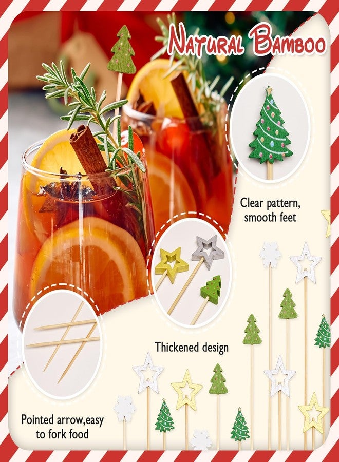 Galetcy 125 Pcs Christmas Toothpicks for Appetizers, 5.5 Inch Decorative Cocktail Picks Food Pick, Party Toothpicks Skewers for Fruits and Drink Garnish, Holiday Party Supplies - Image 3